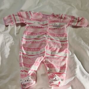 CARTER'S 0-3 M kitty Footie Fleece Jammies